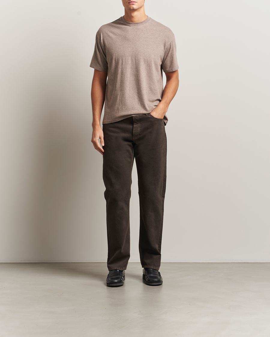 Men | T-Shirts | Auralee | Seamless Crew Neck T-Shirt Top Brown