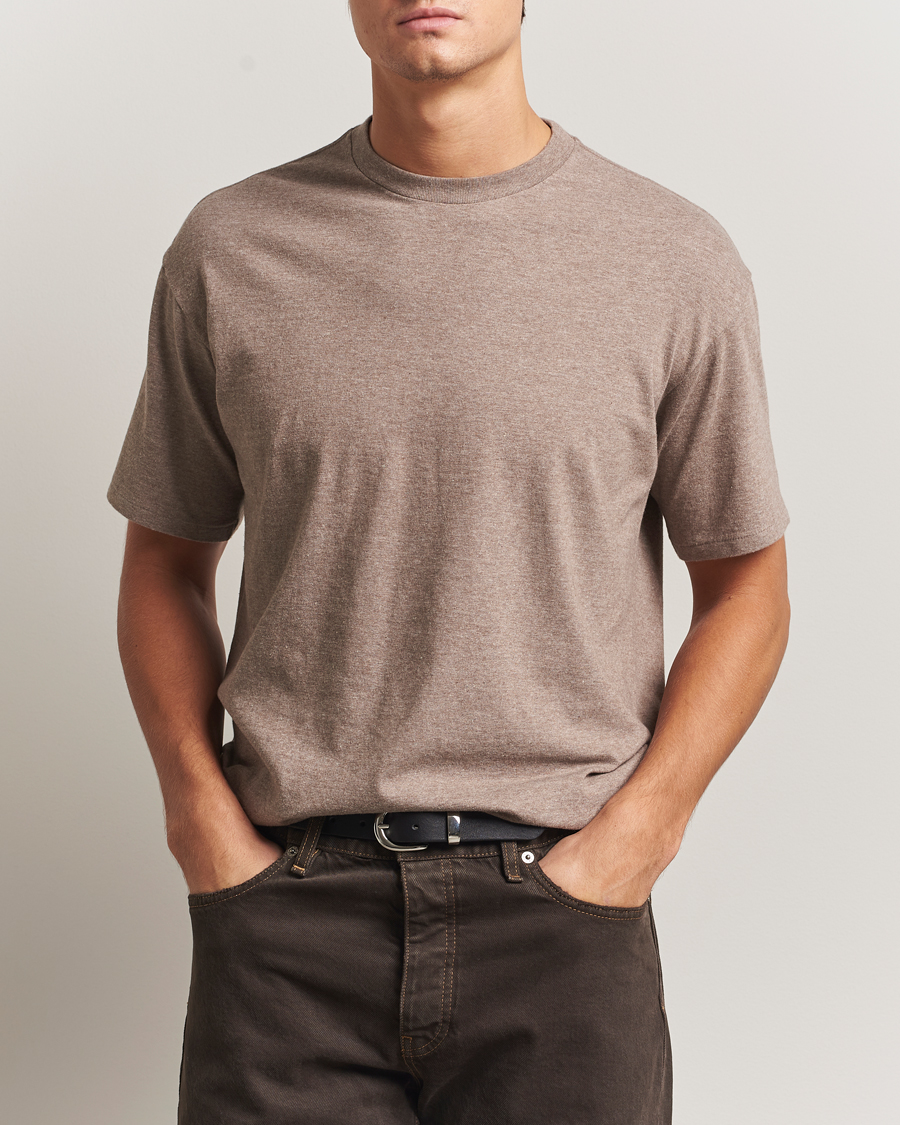 Auralee Seamless Crew Neck T-Shirt Top Brown at CareOfCarl.com