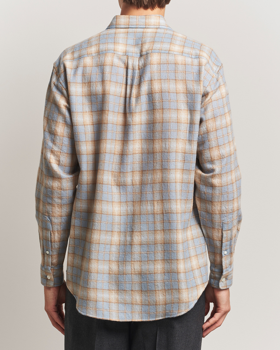 Auralee Airy Wool Check Shirt Blue/Beige at CareOfCarl.com Auralee Airy Wool Check Shirt Blue/Beige at CareOfCarl.com