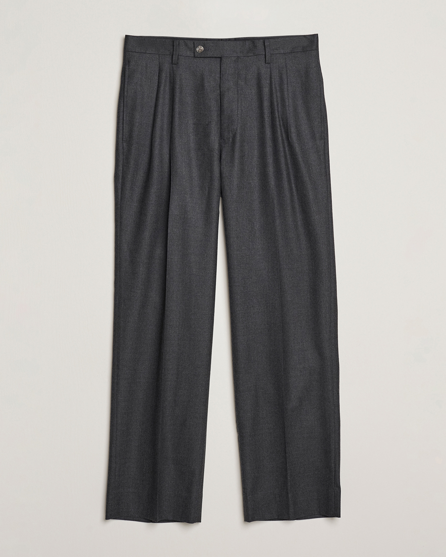 Men | Trousers | Auralee | Superlight Flannel Slacks Charcoal