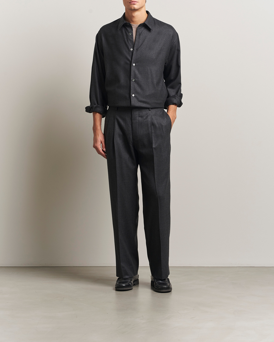 Men | Trousers | Auralee | Superlight Flannel Slacks Charcoal