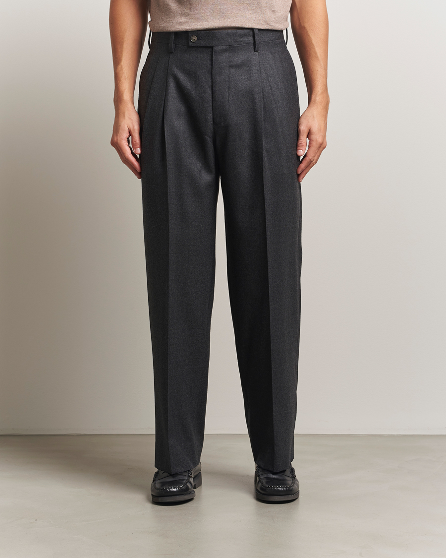 Men | Trousers | Auralee | Superlight Flannel Slacks Charcoal