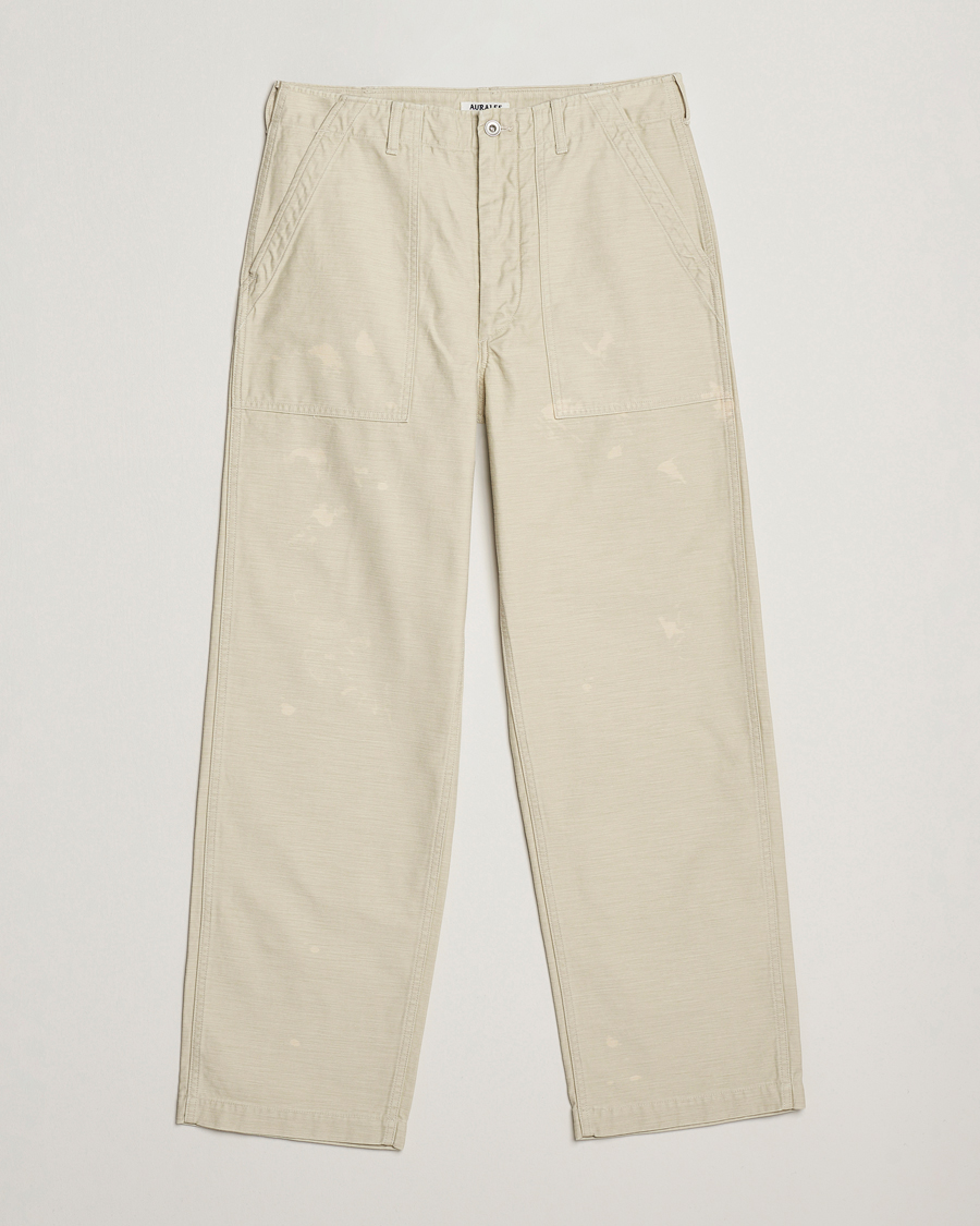 Auralee Bleached Satin Baker Pants Ivory at CareOfCarl.com