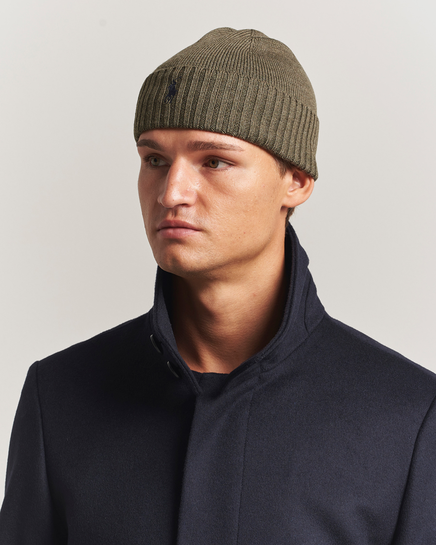 Men | Beanies | Polo Ralph Lauren | Merino Beanie Light Cargo Olive