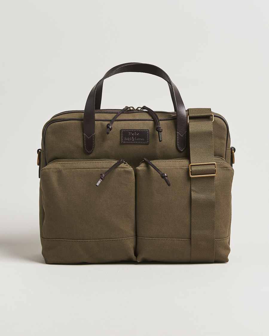 Men | Polo Ralph Lauren Commuter Canvas Messenger Bag Defender Green/Brown | Polo Ralph Lauren | Commuter Canvas Messenger Bag Defender Green/Brown