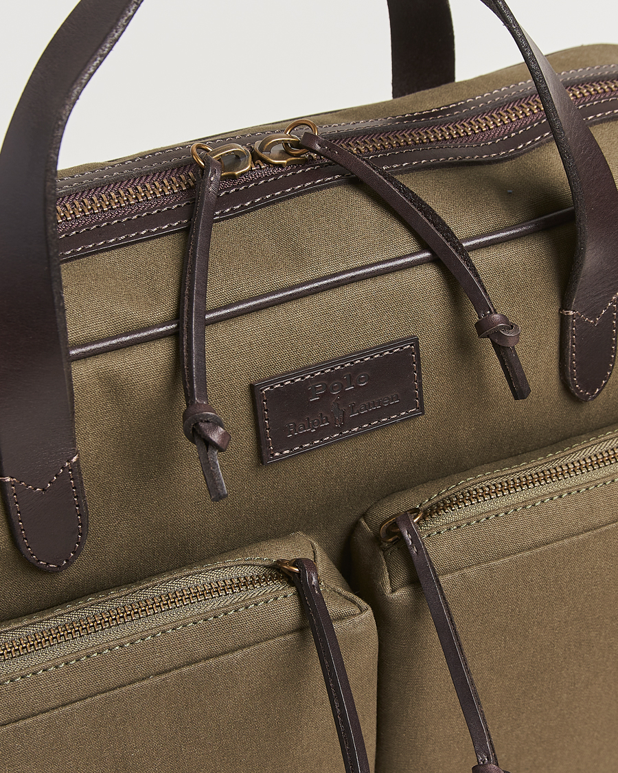 Men | Polo Ralph Lauren Commuter Canvas Messenger Bag Defender Green/Brown | Polo Ralph Lauren | Commuter Canvas Messenger Bag Defender Green/Brown