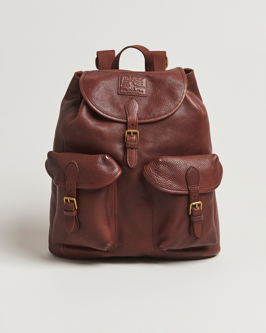 Polo Ralph Lauren Washed Heritage Leather Backpack British Tan at