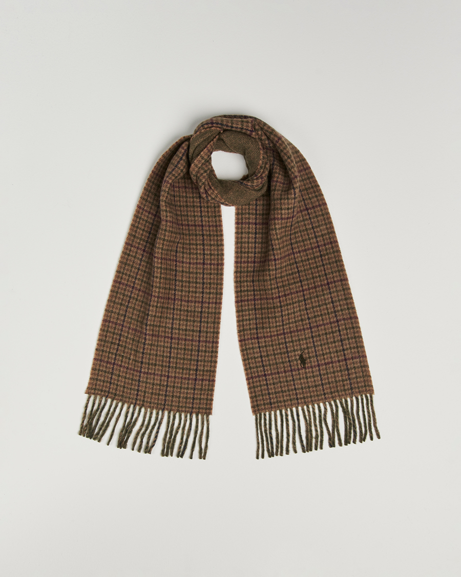 Men | Polo Ralph Lauren Wool Blend Scarf Olive Check | Polo Ralph Lauren | Wool Blend Scarf Olive Check
