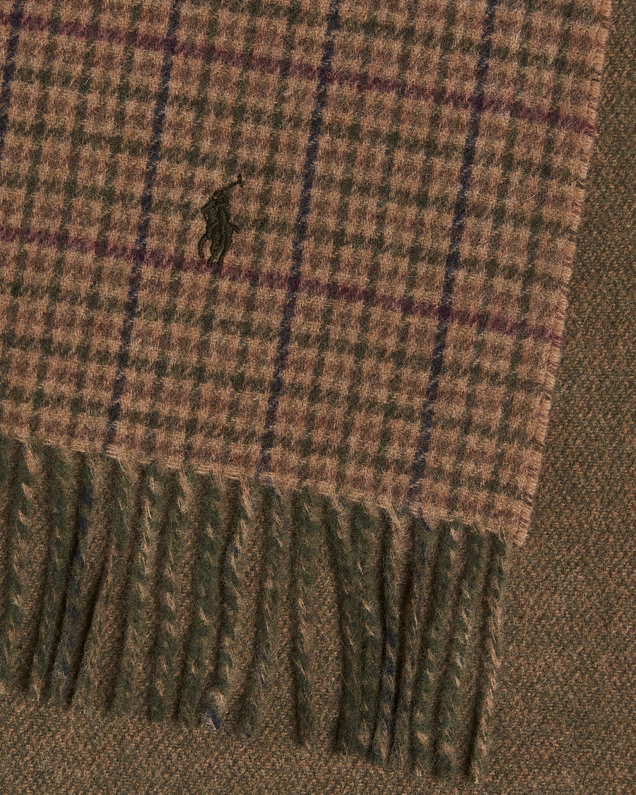 Men | Polo Ralph Lauren Wool Blend Scarf Olive Check | Polo Ralph Lauren | Wool Blend Scarf Olive Check