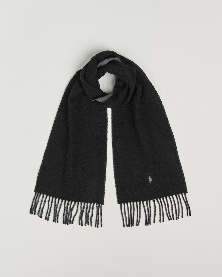 Men | Scarves | Polo Ralph Lauren | Reversible Wool Scarf Polo Black/Grey