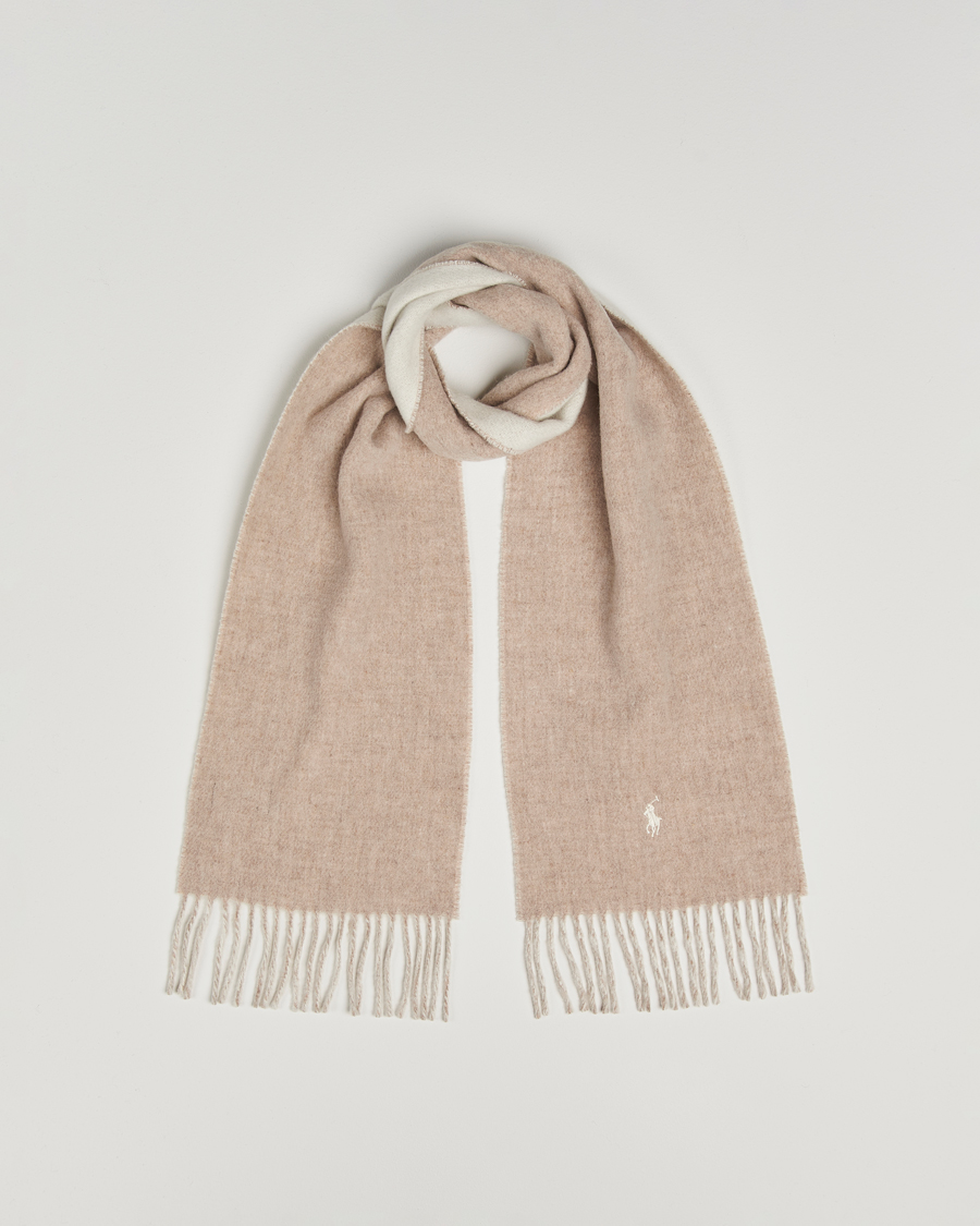 Men | Polo Ralph Lauren Reversible Wool Scarf Taupe/Winter Cream | Polo Ralph Lauren | Reversible Wool Scarf Taupe/Winter Cream