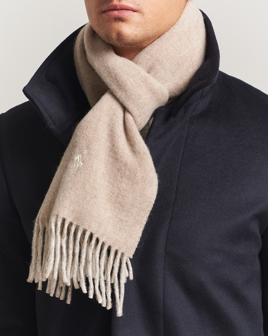 Men | Polo Ralph Lauren Reversible Wool Scarf Taupe/Winter Cream | Polo Ralph Lauren | Reversible Wool Scarf Taupe/Winter Cream