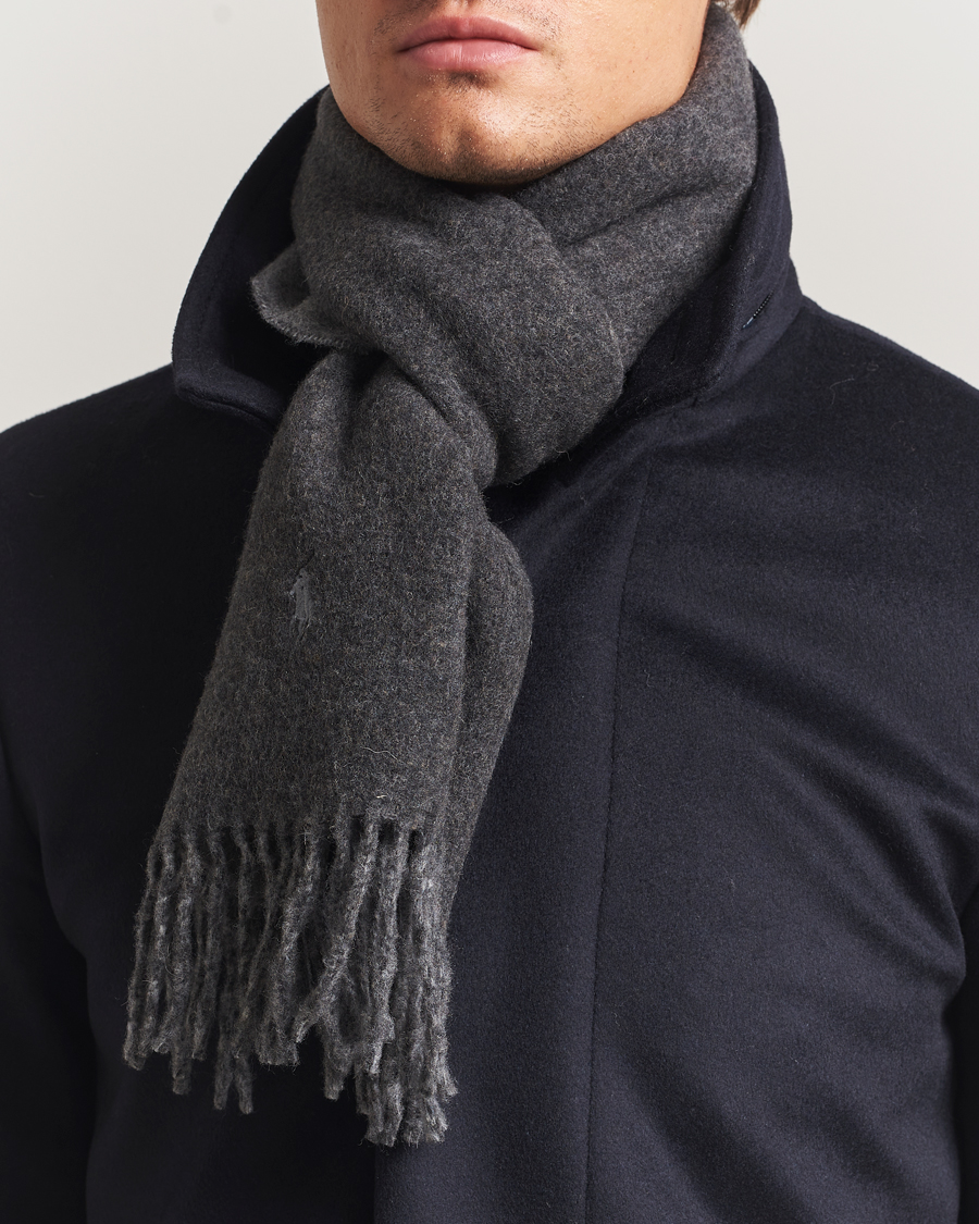 Polo Ralph Lauren Reversible Wool Scarf Grey Heather at CareOfCarl.com