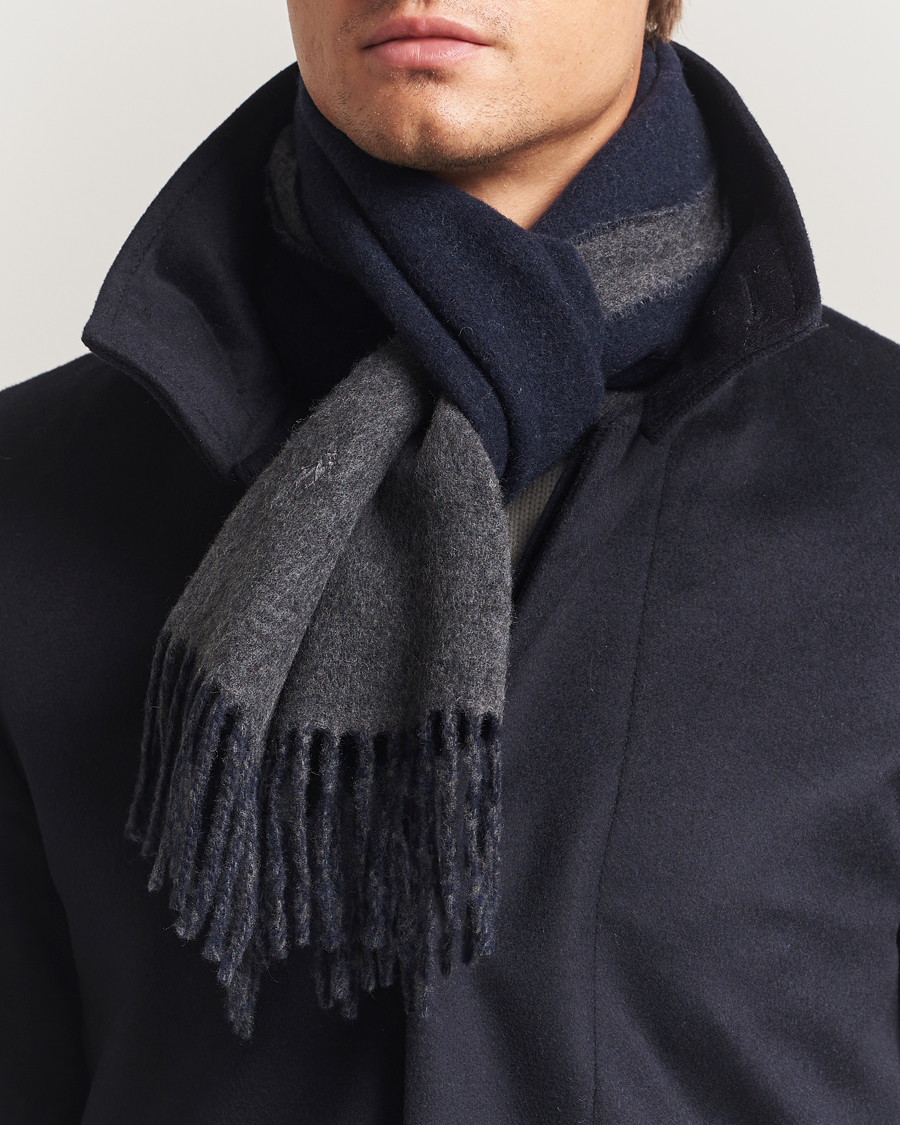 Men | Polo Ralph Lauren Reversible Wool Scarf Navy/Charcoal | Polo Ralph Lauren | Reversible Wool Scarf Navy/Charcoal
