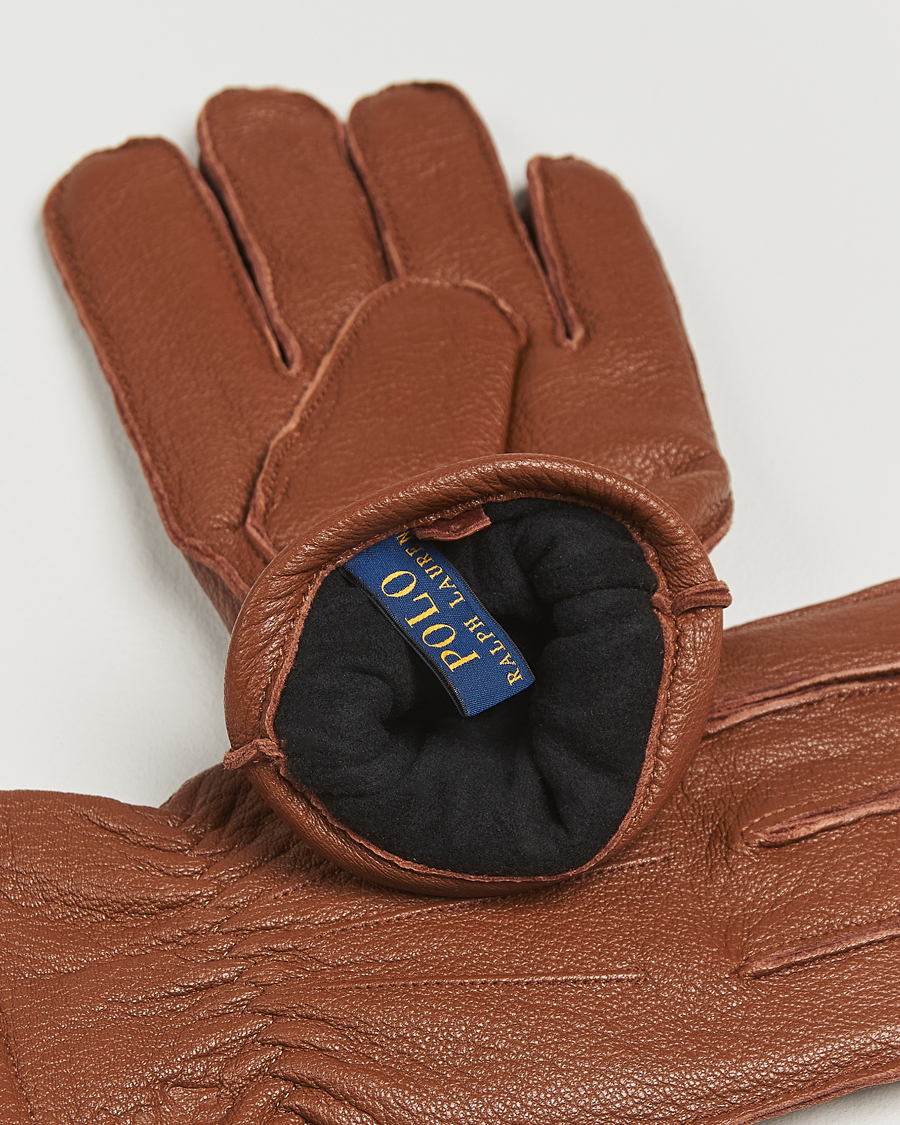 Polo Ralph Lauren Full Grain Leather Gloves Caramel at CareOfCarl.com