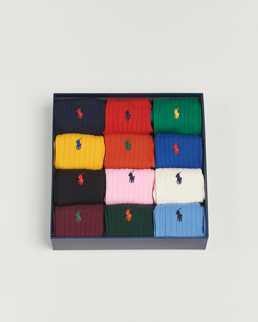 Men | Underwear & Socks | Polo Ralph Lauren | 12-Pack Egyptian Rib Cotton Crew Socks Multicolor