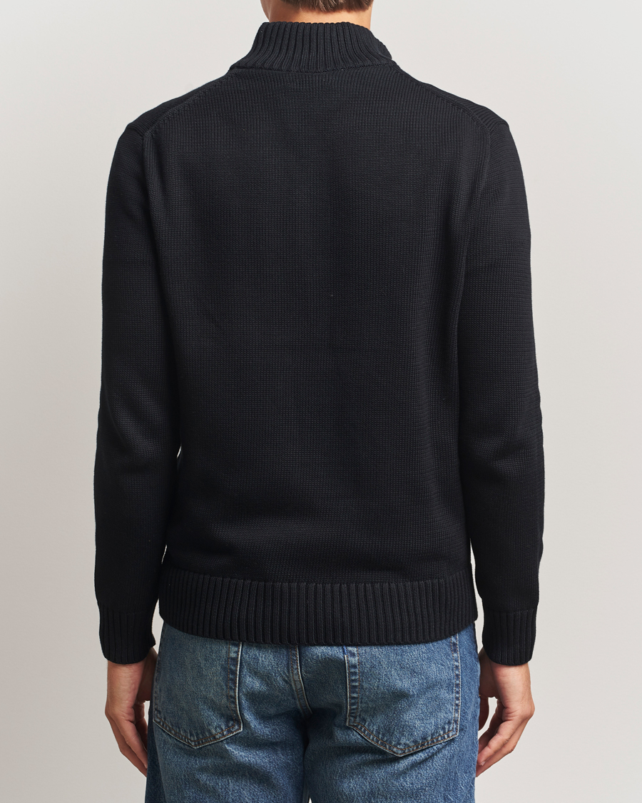 Men | Sweaters & Knitwear | Polo Ralph Lauren | Cotton Pullover Half-Zip Polo Black