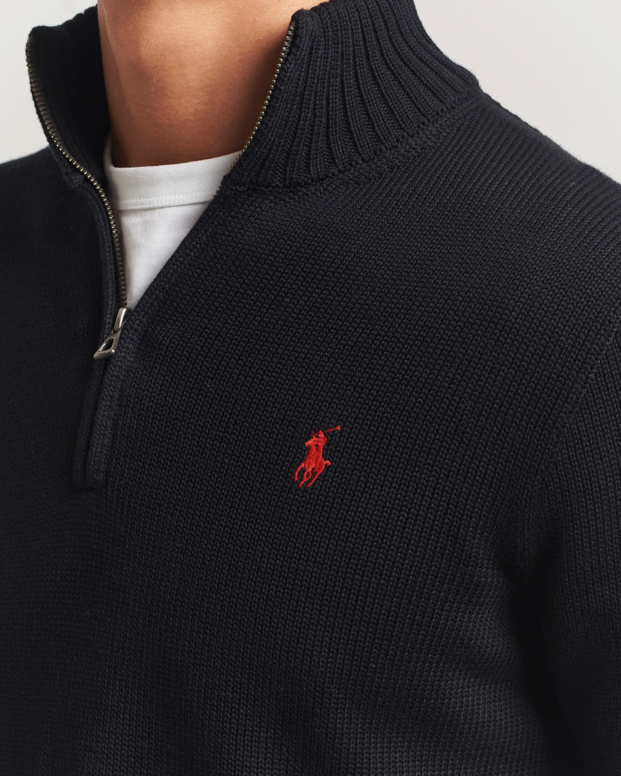 Men | Sweaters & Knitwear | Polo Ralph Lauren | Cotton Pullover Half-Zip Polo Black