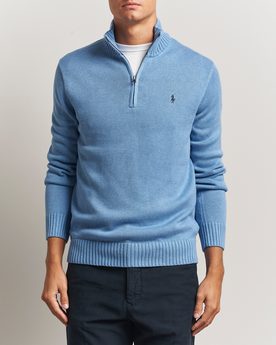 Polo Ralph Lauren Cotton Pullover Half Zip Soft Royal Heather at
