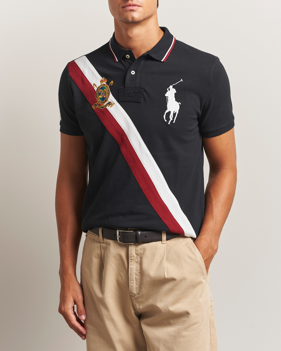 Men | Polo Shirts | Polo Ralph Lauren | Diagonal Stripe Big Pony Polo Polo Black