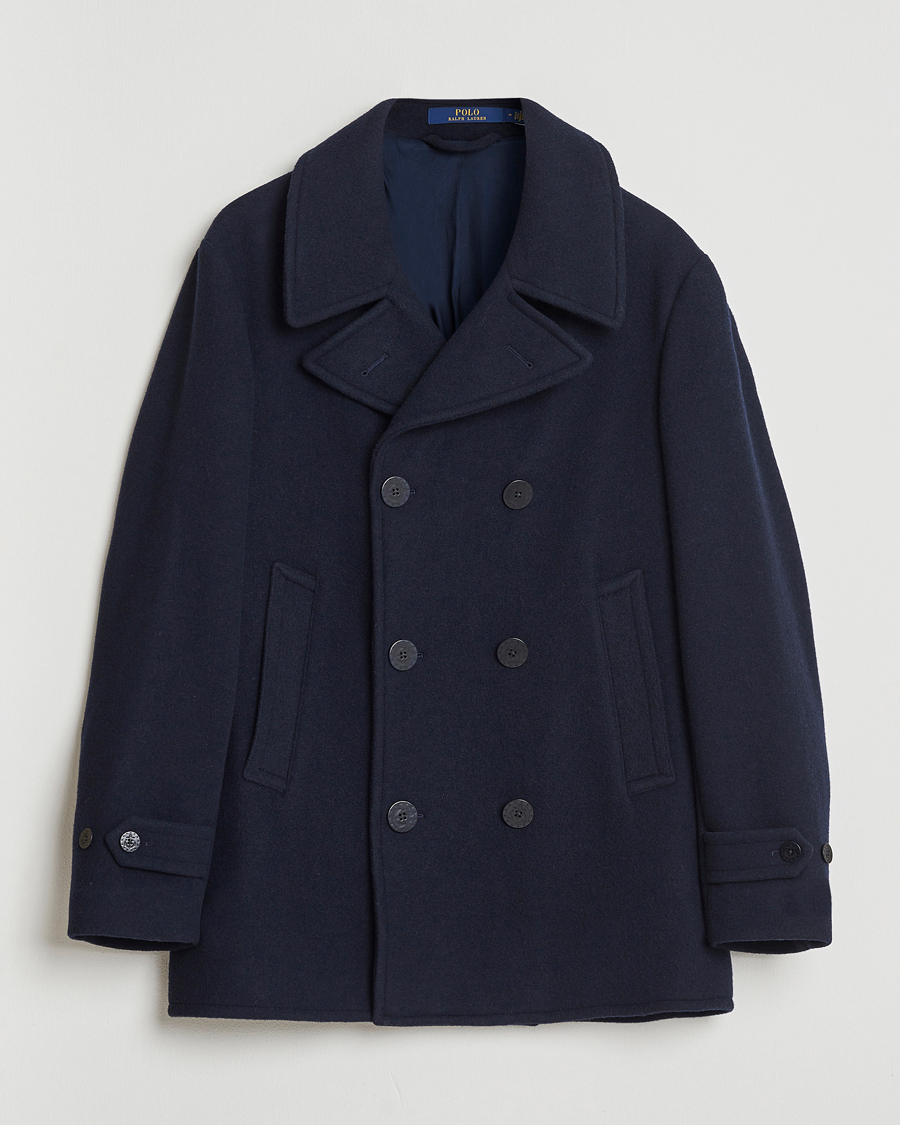 Men | Coats & Jackets | Polo Ralph Lauren | Lightweight Melton Peacoat Navy