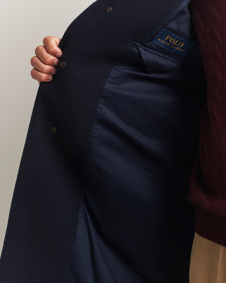 Polo Ralph Lauren Single Breasted Melton Coat Navy at CareOfCarl.com