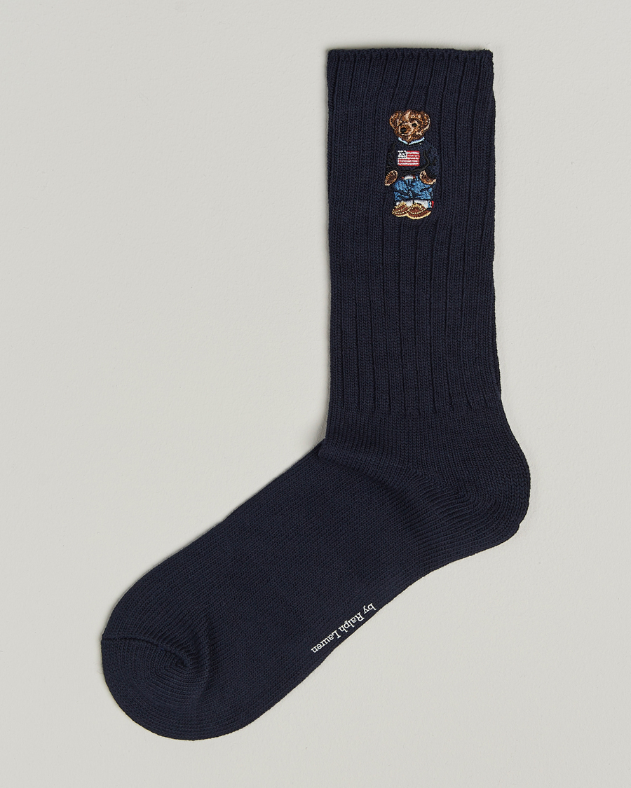 Men | Underwear & Socks | Polo Ralph Lauren | Embroidered Bear Crew Sock Navy