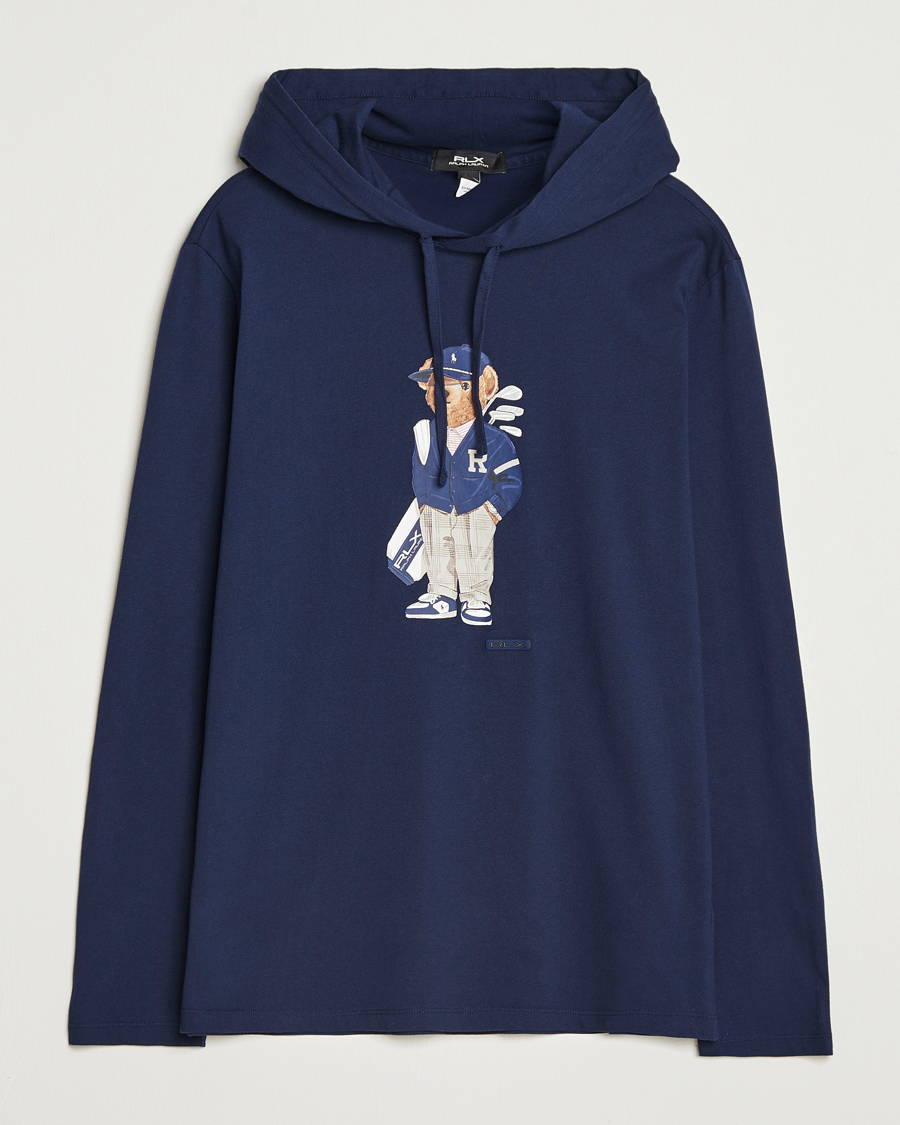RLX Ralph Lauren Jersey Bear Hoodie Refined Navy at CareOfCarl.com