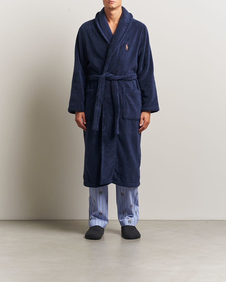 Polo Ralph Lauren Cotton Terry Logo Robe Cruise Navy at CareOfCarl.com