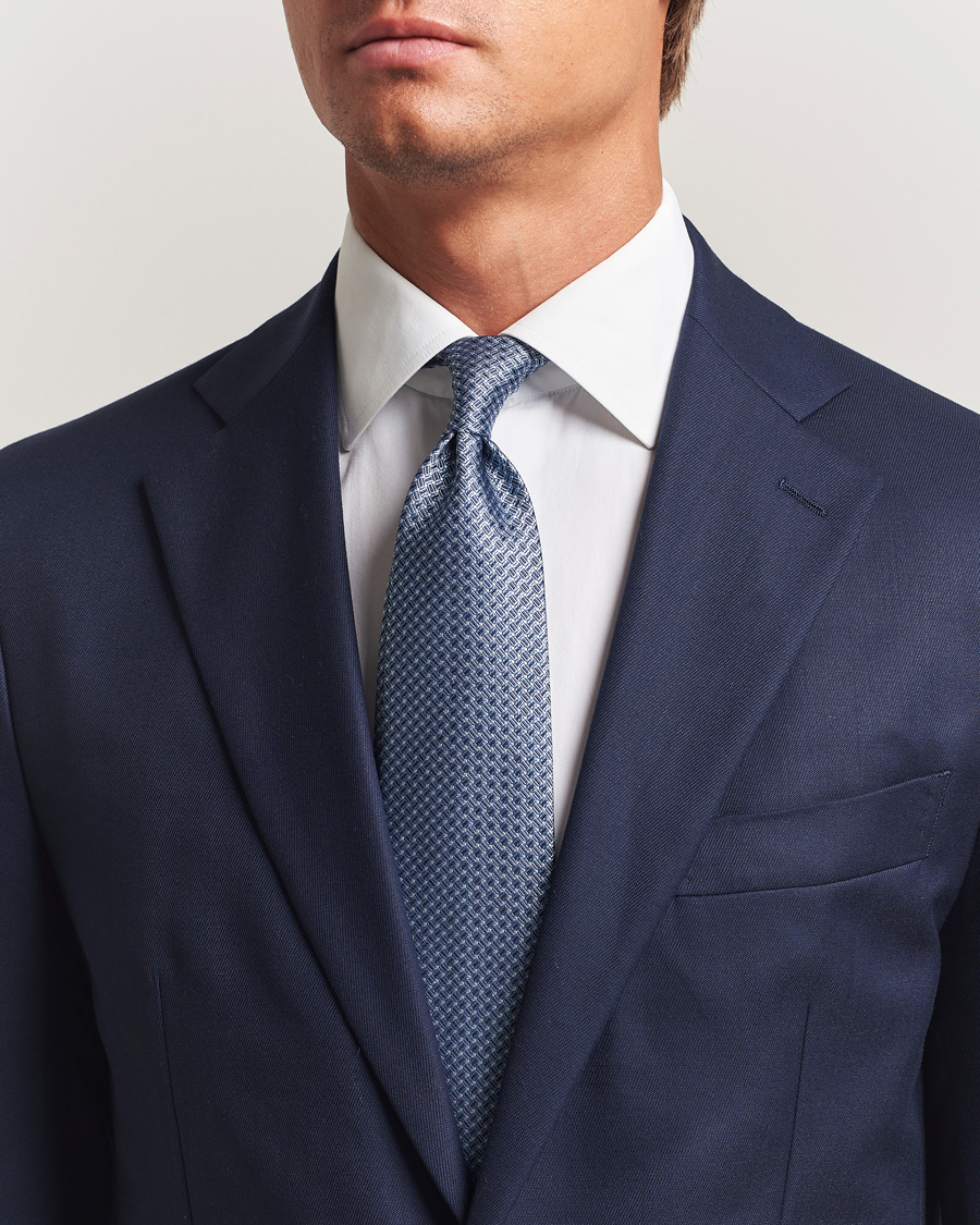 Men | Stenströms Woven Silk Tie 7,5cm Navy | Stenströms | Woven Silk Tie 7,5cm Navy