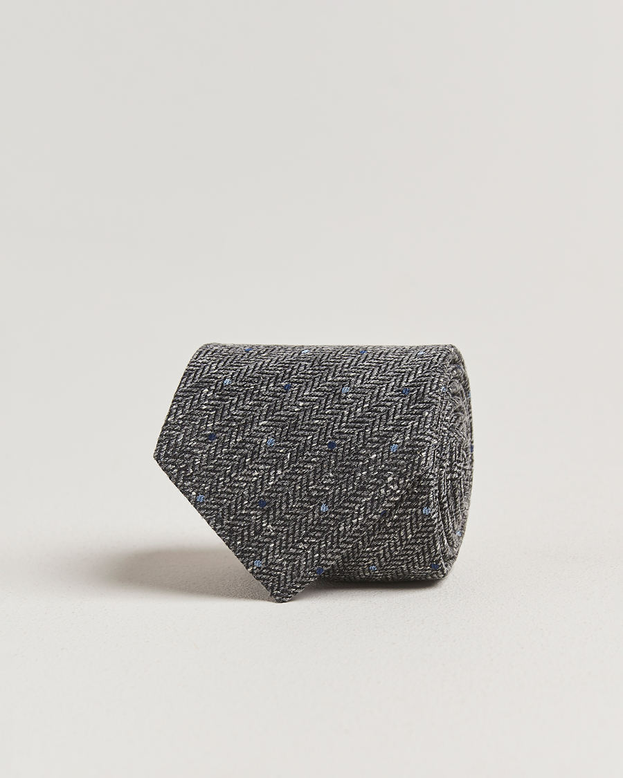 Men | Ties | Stenströms | Woven Herringbone Silk Tie 7,5cm Grey