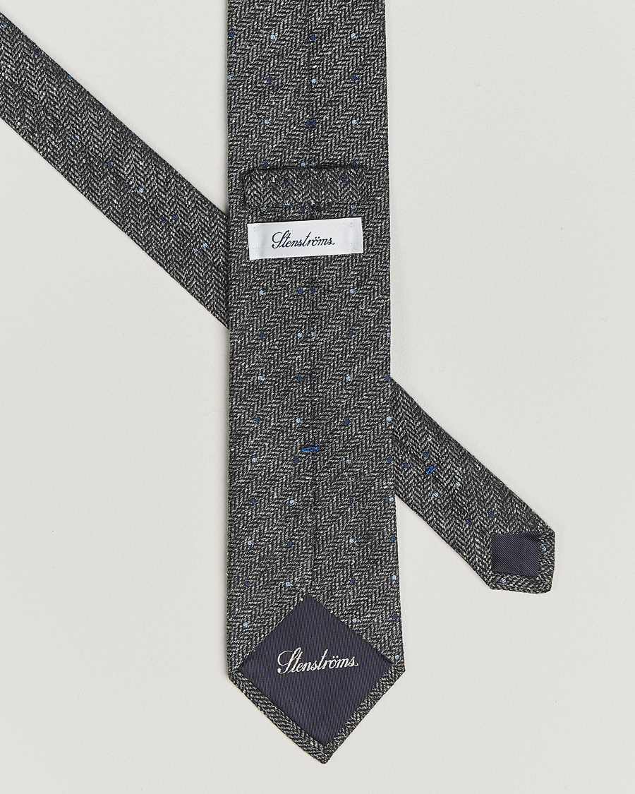 Men | Ties | Stenströms | Woven Herringbone Silk Tie 7,5cm Grey