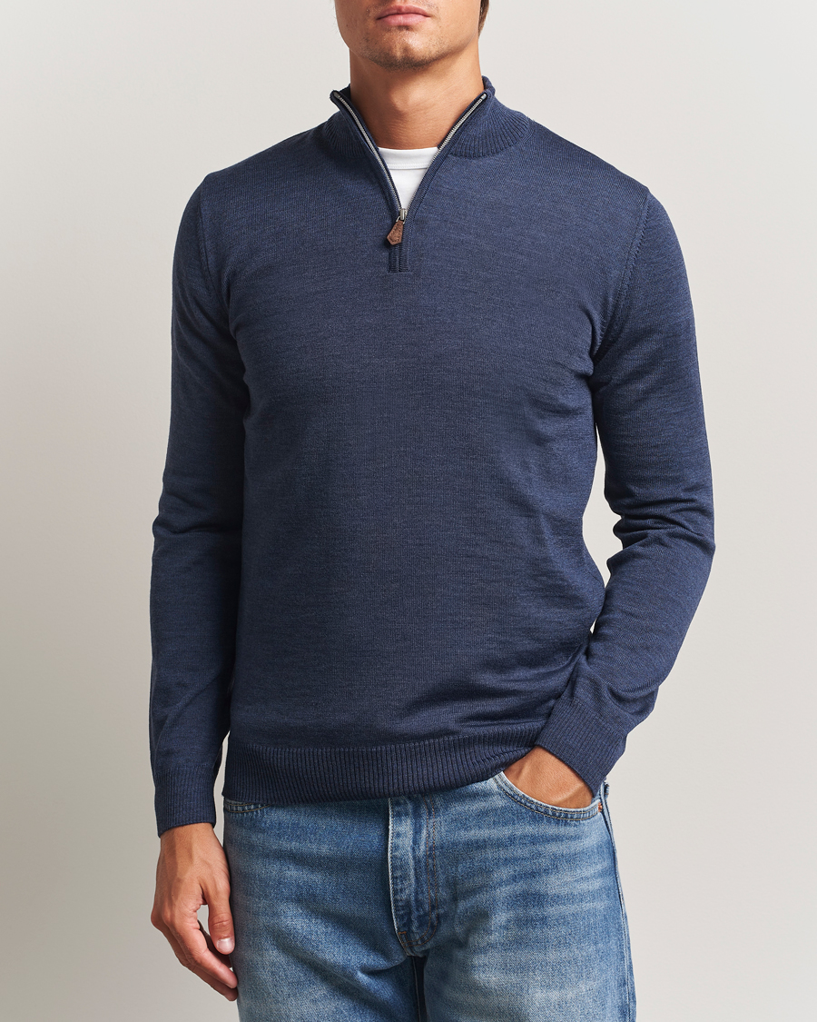 Lacoste Colorblocked Knitted Half Zip Navy Blue at CareOfCarl.com