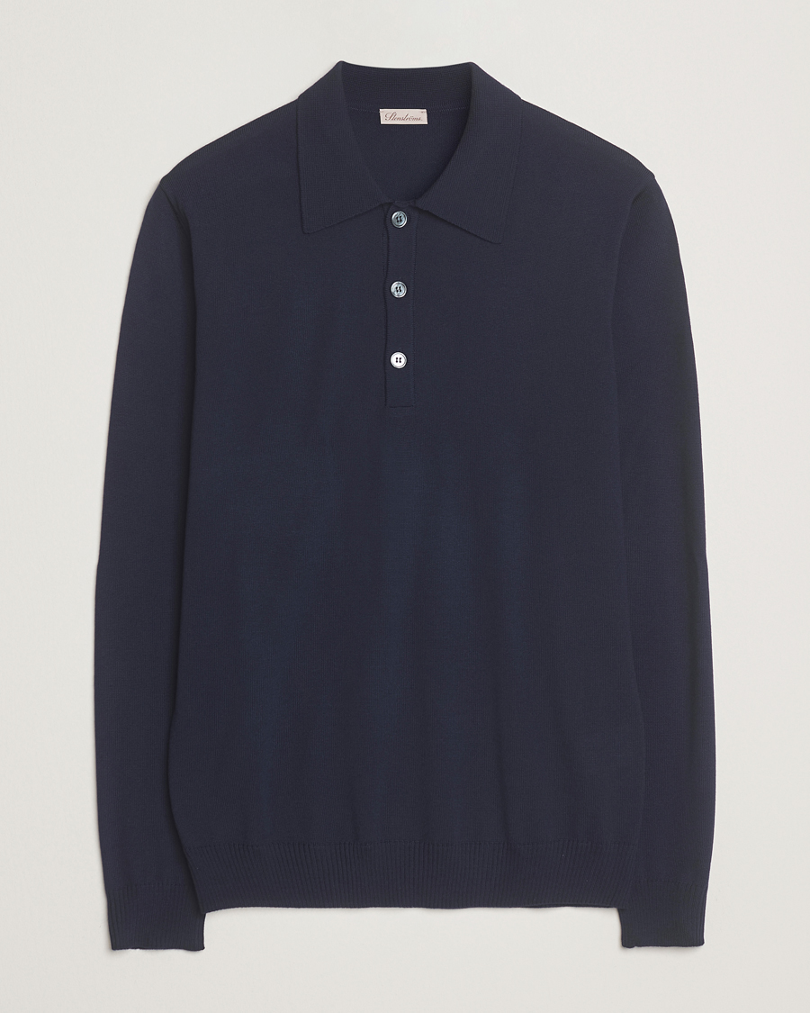 Men | Sweaters & Knitwear | Stenströms | Merino Polo Navy