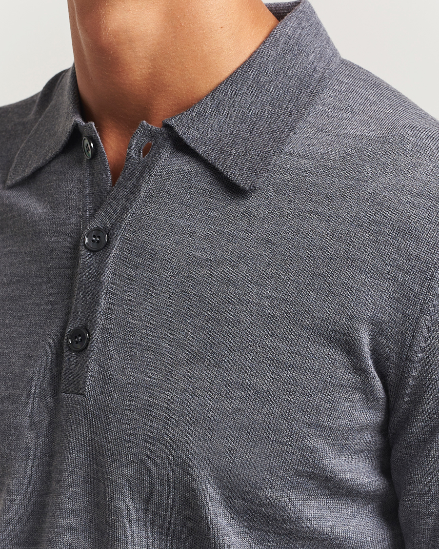 Men | Sweaters & Knitwear | Stenströms | Merino Polo Grey