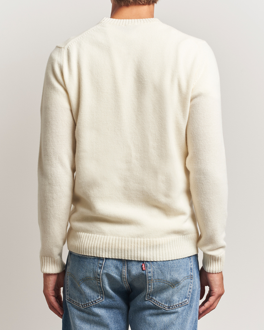 Men | Sweaters & Knitwear | Stenströms | Brushed Merino Crew Neck White