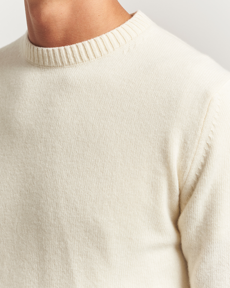 Men | Sweaters & Knitwear | Stenströms | Brushed Merino Crew Neck White