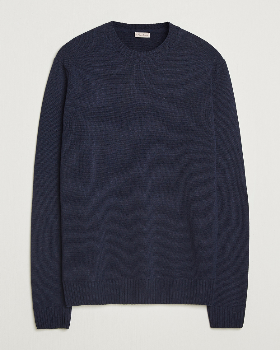 Men | Sweaters & Knitwear | Stenströms | Brushed Merino Crew Neck Navy