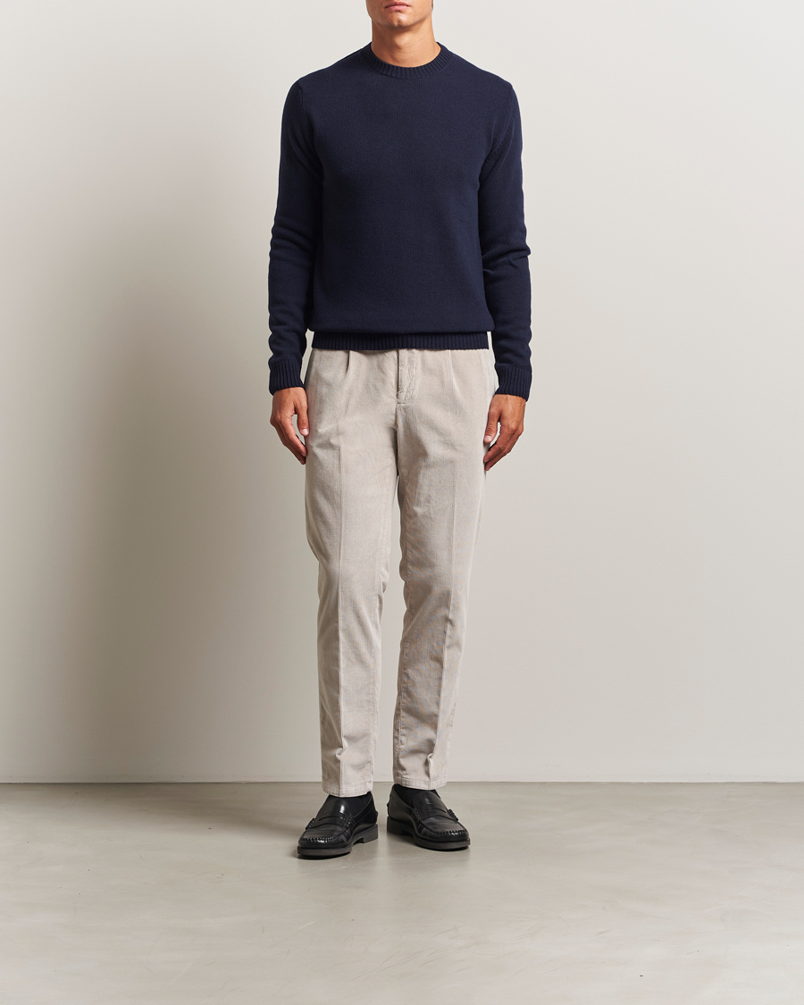 Men | Sweaters & Knitwear | Stenströms | Brushed Merino Crew Neck Navy