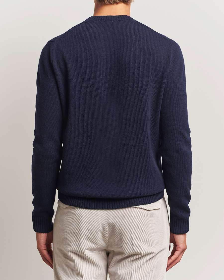 Men | Sweaters & Knitwear | Stenströms | Brushed Merino Crew Neck Navy