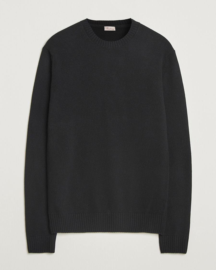 Men | Sweaters & Knitwear | Stenströms | Brushed Merino Crew Neck Black