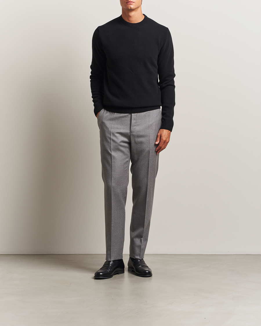 Men | Sweaters & Knitwear | Stenströms | Brushed Merino Crew Neck Black
