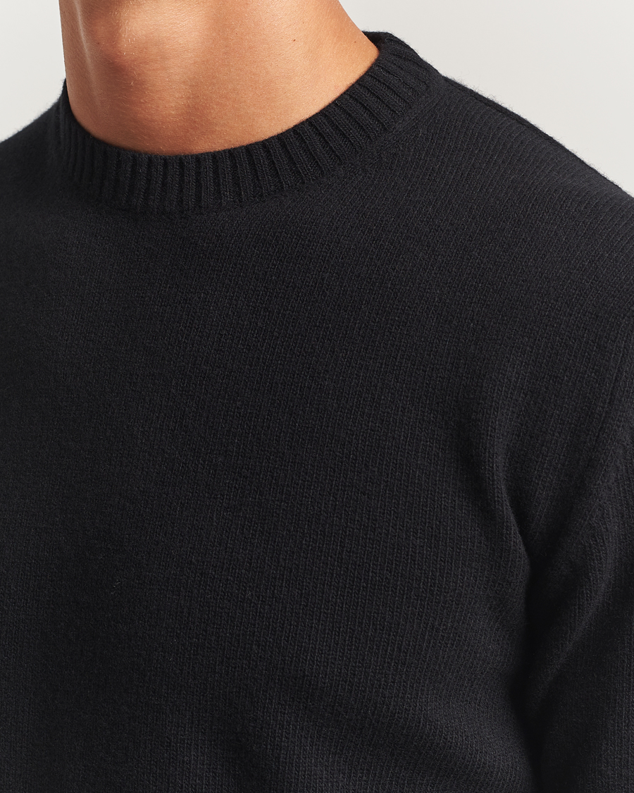 Men | Sweaters & Knitwear | Stenströms | Brushed Merino Crew Neck Black