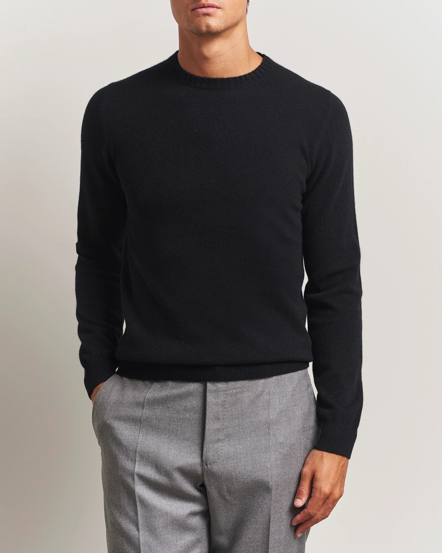 Men | Sweaters & Knitwear | Stenströms | Cashmere Crewneck Black
