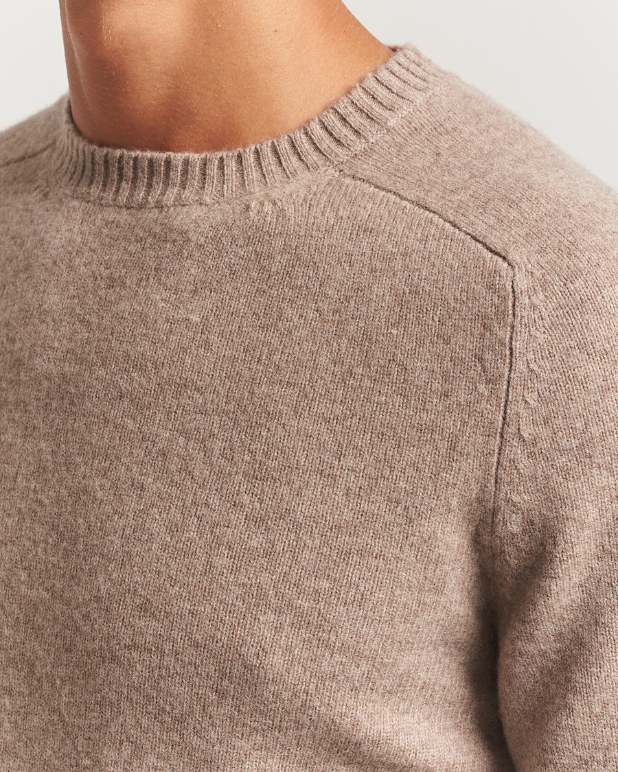 Men | Sweaters & Knitwear | Stenströms | Knitted Yak/Merino Crew Neck Light Brown