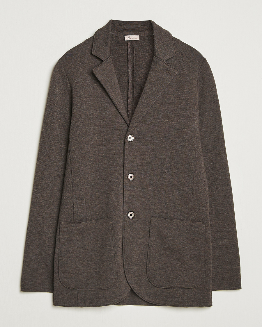 Men | Blazers | Stenströms | Milano Knitted Merino Blazer Dark Brown