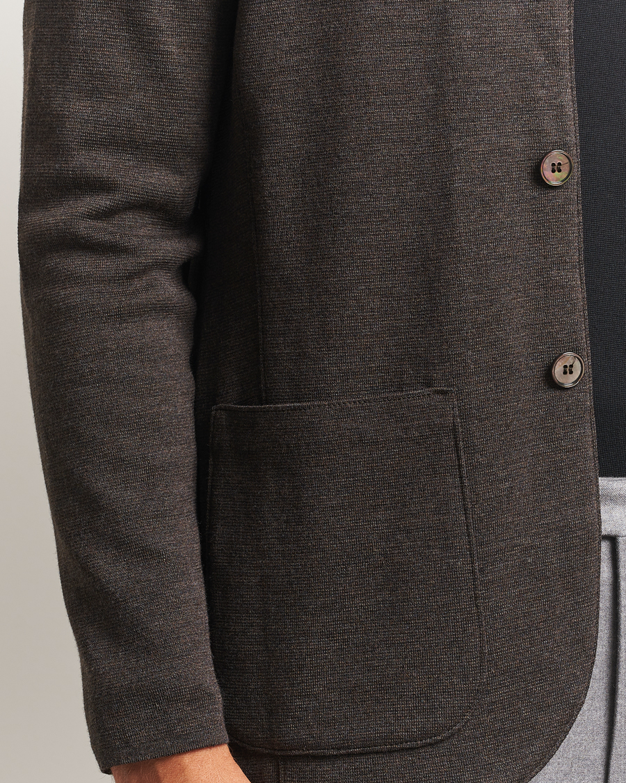 Men | Blazers | Stenströms | Milano Knitted Merino Blazer Dark Brown