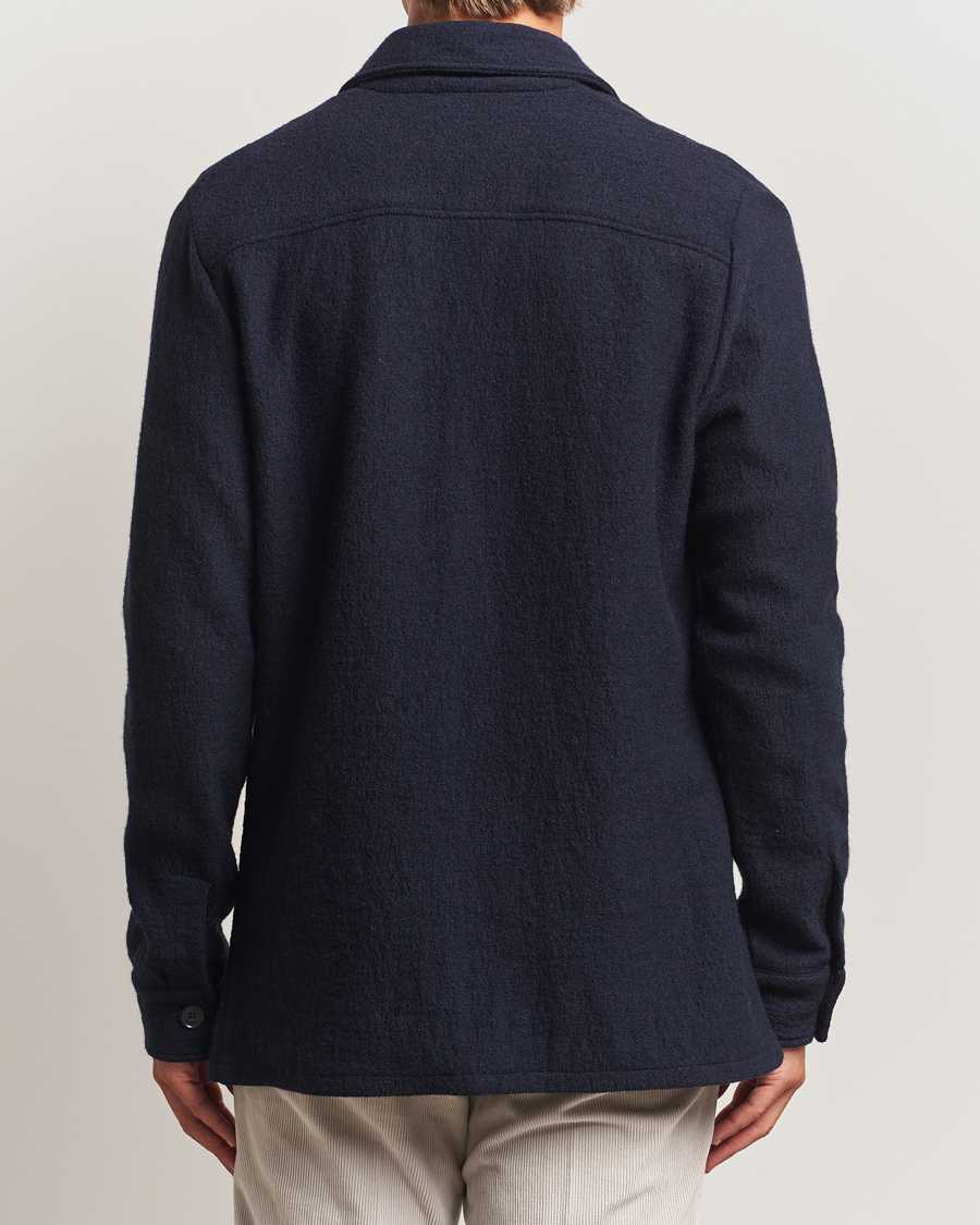 Men | Shirts | Stenströms | Felted Wool Overshirt Navy