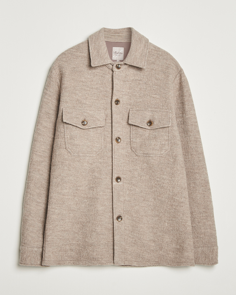 Men | Shirts | Stenströms | Felted Wool Overshirt Beige
