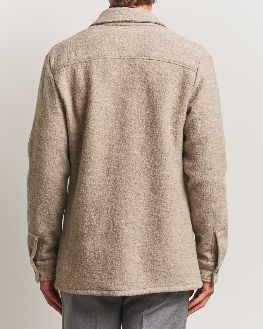 Men | Shirts | Stenströms | Felted Wool Overshirt Beige